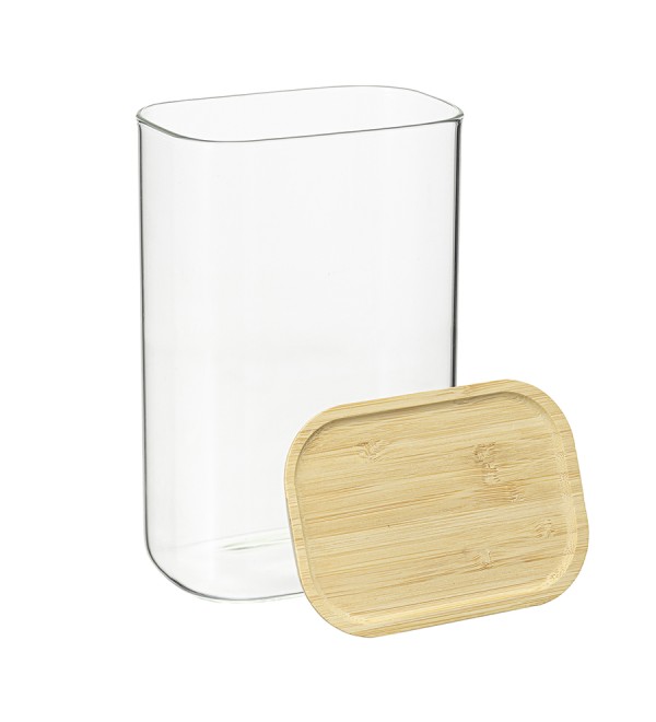Банка для хранения прямоугольная glass bamboo, 1,3 л