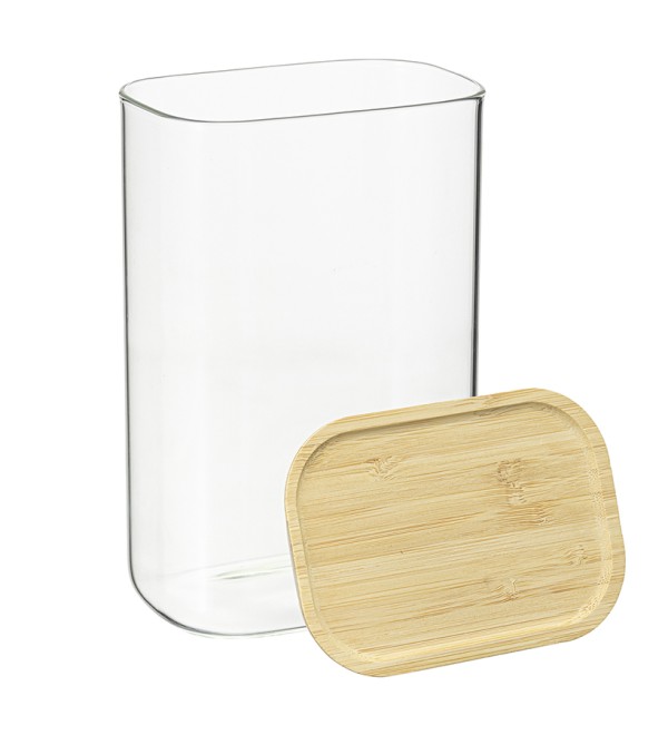 Банка для хранения прямоугольная glass bamboo, 1,3 л