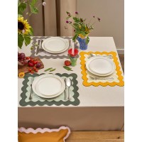 Салфетка под приборы с контрастным кантом горчичного цвета из коллекции trendy ruffles, 35х45 см