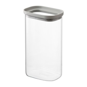 Банка для хранения прямоугольная vacuum glass, 1,25 л, светло-серая