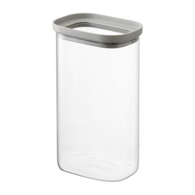 Банка для хранения прямоугольная vacuum glass, 1,25 л, светло-серая
