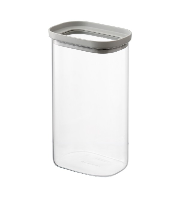 Банка для хранения прямоугольная vacuum glass, 1,25 л, светло-серая