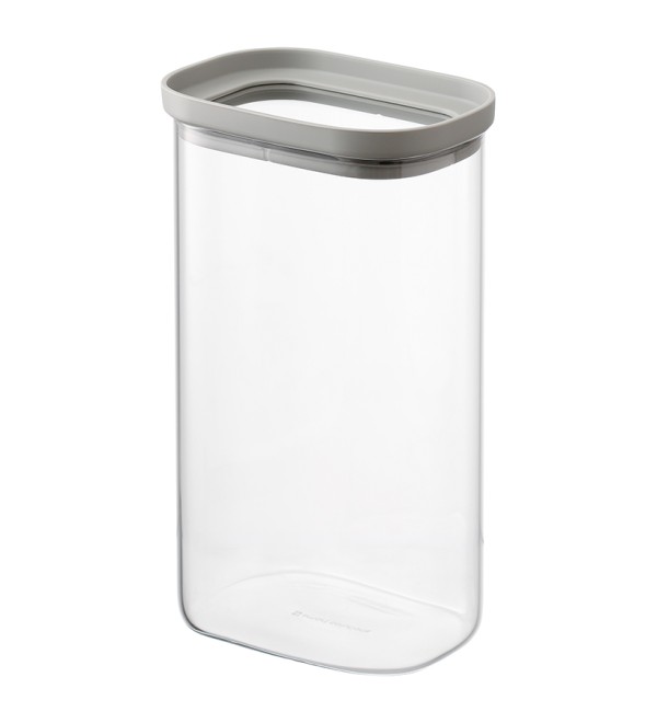 Банка для хранения прямоугольная vacuum glass, 1,25 л, светло-серая