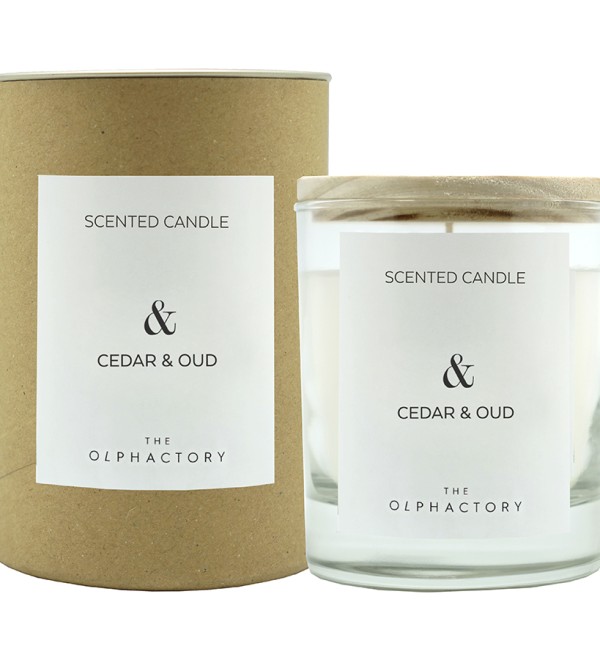 Свеча ароматическая the olphactory, &, cedar&oud, 40 ч