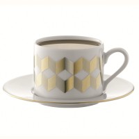 Набор чашек с блюдцами signature, chevron, 4 шт, 250 мл, золото