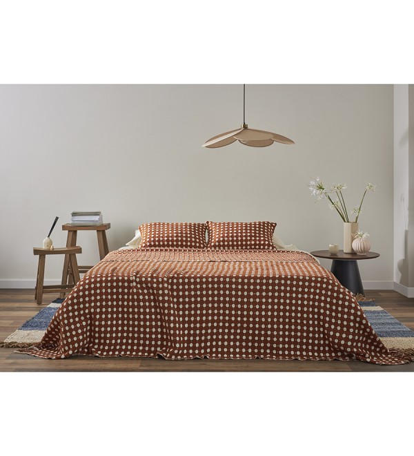 Покрывало из хлопка polka dots карамельного цвета из коллекции essential, 230х250 см