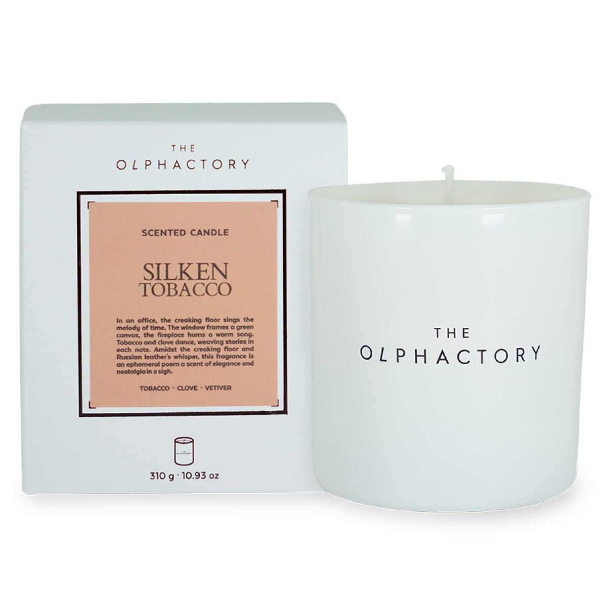 Свеча ароматическая the olphactory, white insignia, silken tobacco, 60 ч