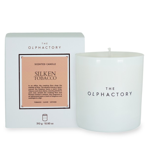 Свеча ароматическая the olphactory, white insignia, silken tobacco, 60 ч