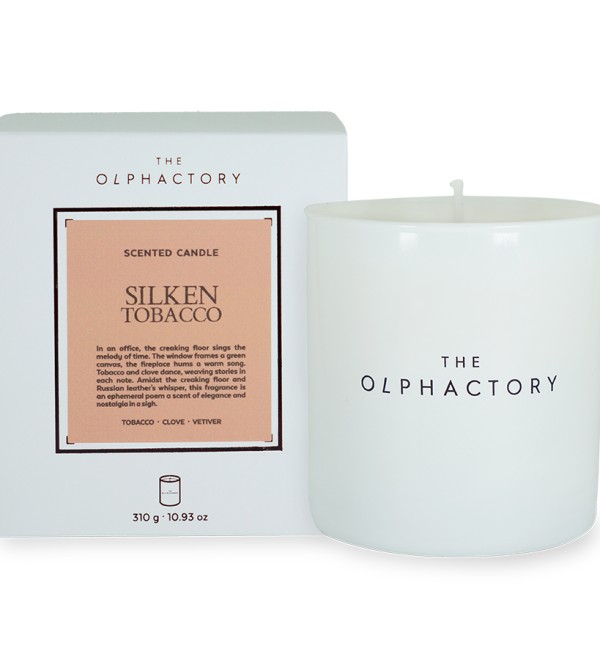 Свеча ароматическая the olphactory, white insignia, silken tobacco, 60 ч