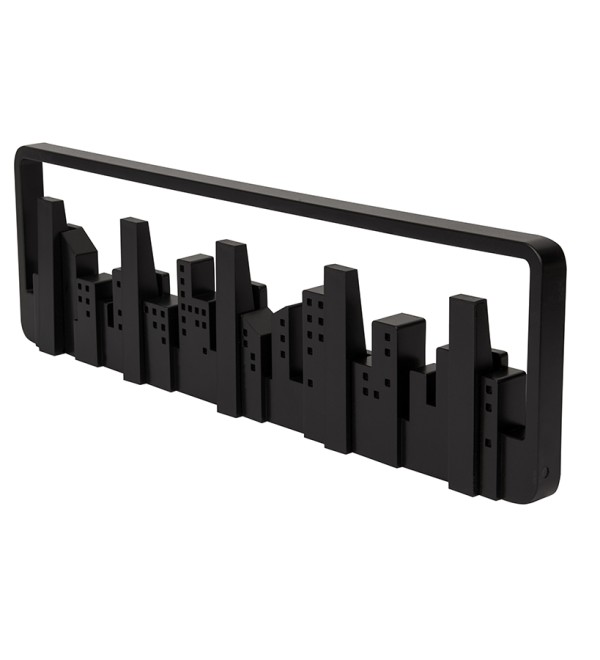 Вешалка настенная skyline, 50 см, черная, 5 крючков