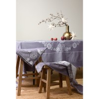 Скатерть из хлопка фиолетово-серого цвета с рисунком Ледяные узоры, new year essential, 180х260см