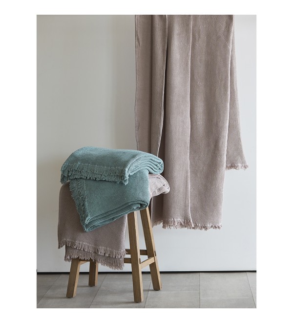 Покрывало вафельное из хлопка серо-бежевого цвета из коллекции essential, 230х250 см