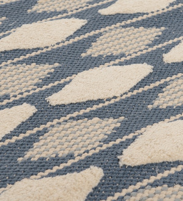 Ковер из хлопка синего цвета argyle из коллекции ethnic, 70х160 см