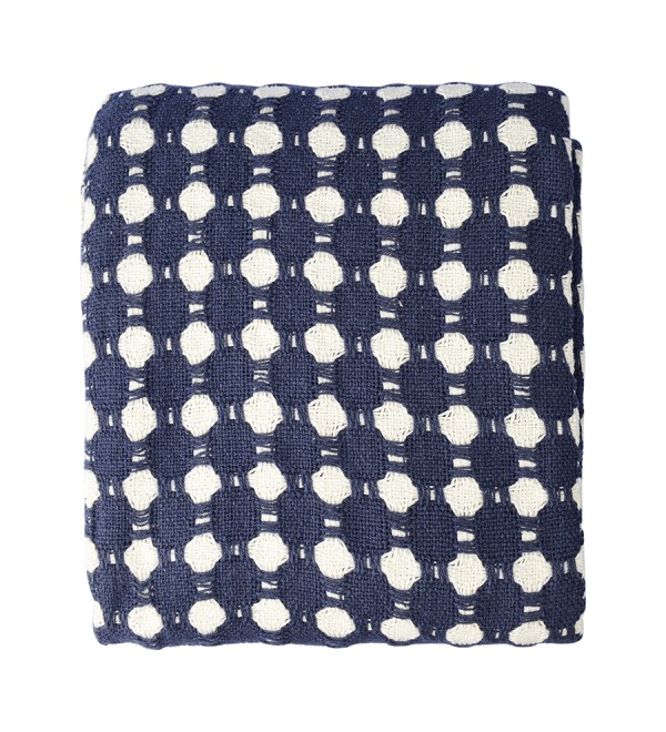 Покрывало из хлопка polka dots темно-синего цвета из коллекции essential, 180х250 см