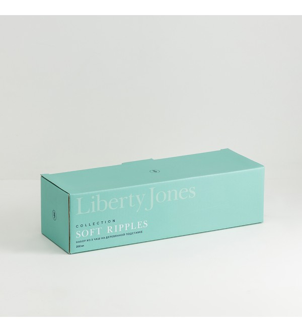 Набор из 3 чаш на деревянной подставке soft ripples, dual glazing, 200 мл