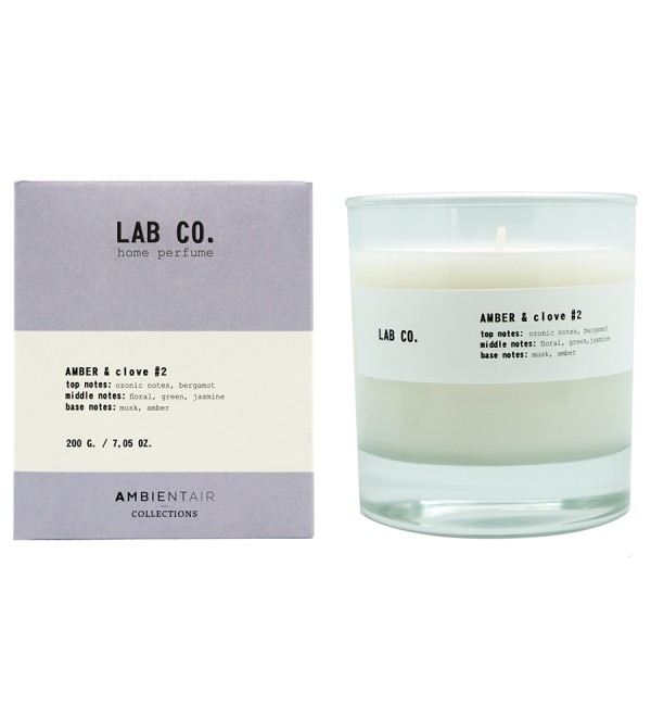 Свеча ароматическая lab co, amber&clove, 40 ч