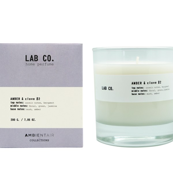 Свеча ароматическая lab co, amber&clove, 40 ч