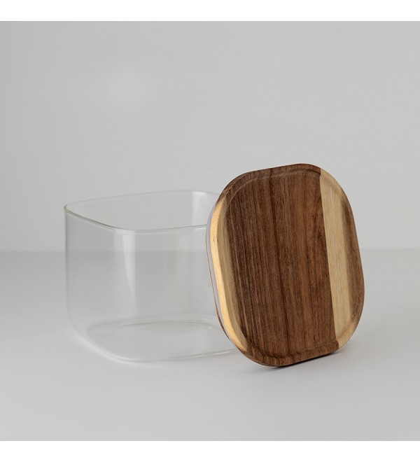 Банка для хранения квадратная glass acacia,1 л