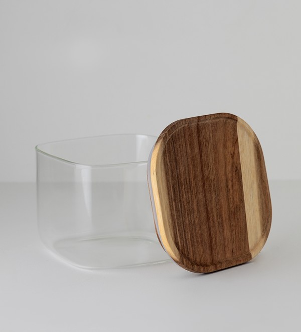 Банка для хранения квадратная glass acacia,1 л