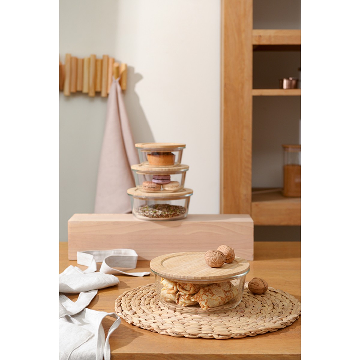 Контейнер для запекания и хранения eco store с крышкой из бамбука, 1300 мл