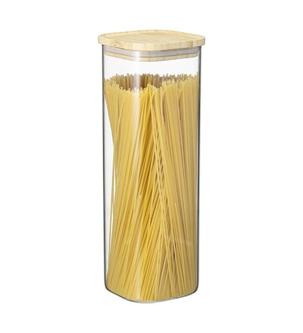 Банка для хранения квадратная glass bamboo, 2,2 л