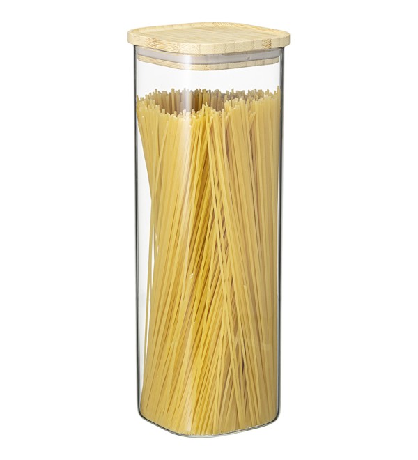 Банка для хранения квадратная glass bamboo, 2,2 л