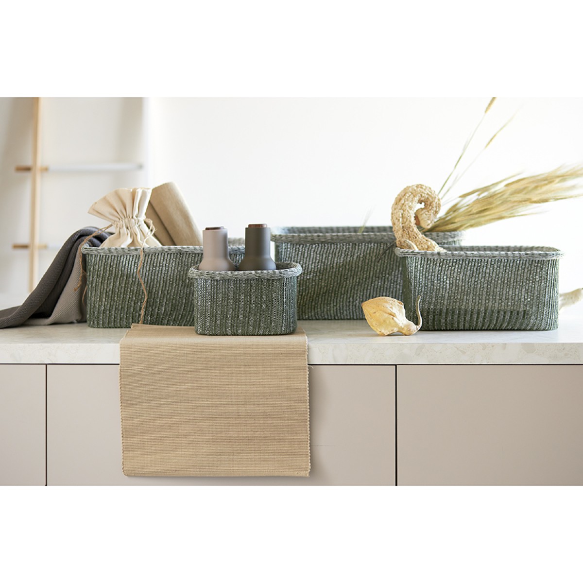 Набор из 4-х корзин для хранения sustainable collection, оливковый