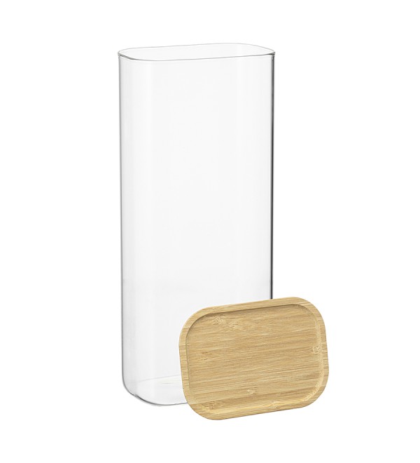 Банка для хранения прямоугольная glass bamboo, 2 л