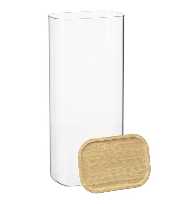 Банка для хранения прямоугольная glass bamboo, 2 л