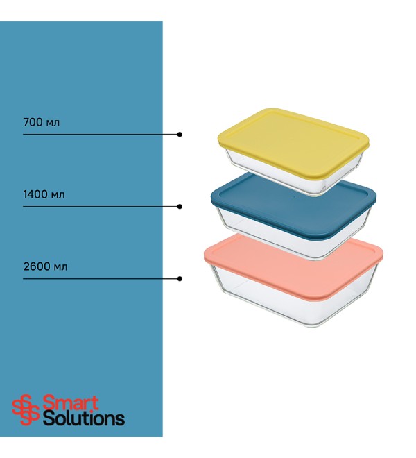 Контейнер для запекания и хранения smart solutions, 1400 мл, темно-синий
