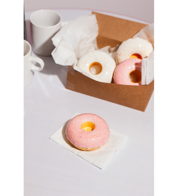 Подсвечник fast food, donut, D7 см, розовый