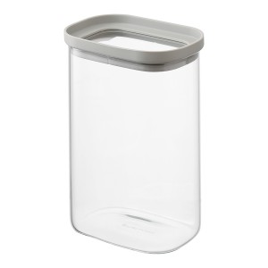 Банка для хранения прямоугольная vacuum glass, 1,5 л, светло-серая