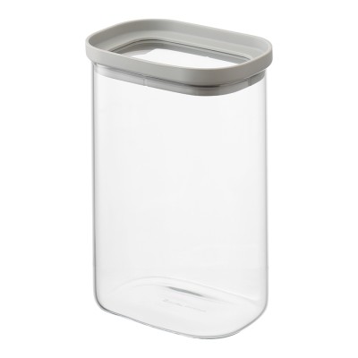 Банка для хранения прямоугольная vacuum glass, 1,5 л, светло-серая