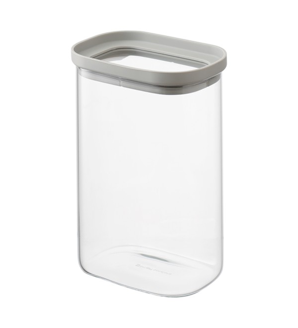Банка для хранения прямоугольная vacuum glass, 1,5 л, светло-серая