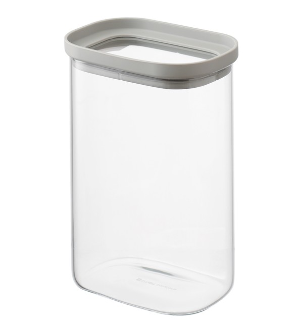 Банка для хранения прямоугольная vacuum glass, 1,5 л, светло-серая