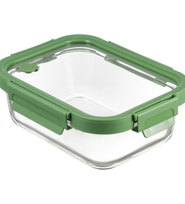 Контейнер для запекания и хранения прямоугольный click glass, 1 л, зеленый