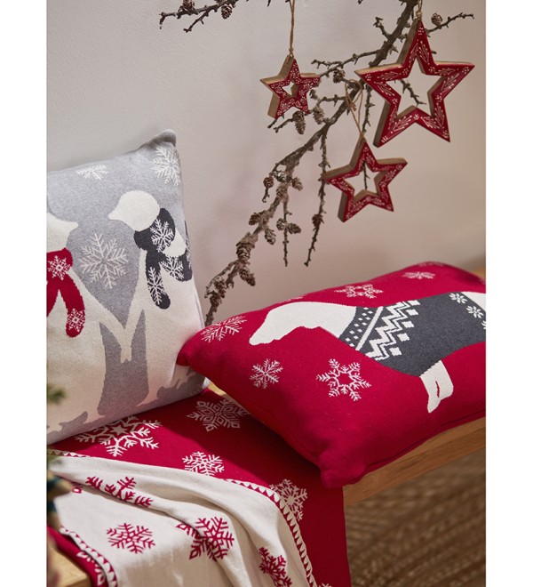 Подушка вязаная с новогодним рисунком fancy doggy из коллекции new year essential, 40х60 см