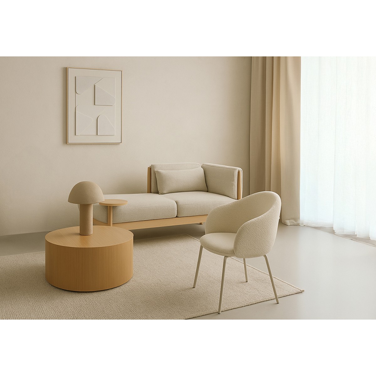 Лампа настольная texture sleek, D32х42 см, бежевая