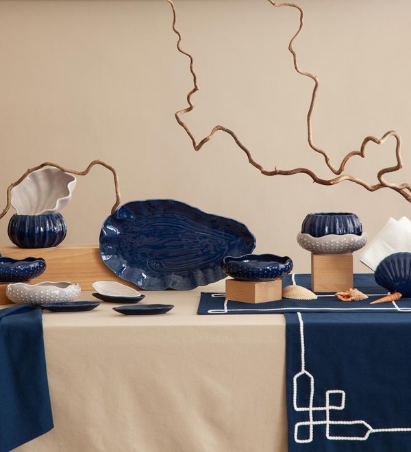 Набор для сервировки oyster shell синего цвета из коллекции sea treasures