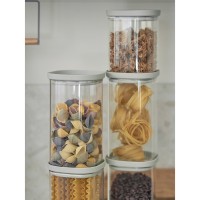 Банка для хранения квадратная vacuum glass, 1,5 л, светло-серая