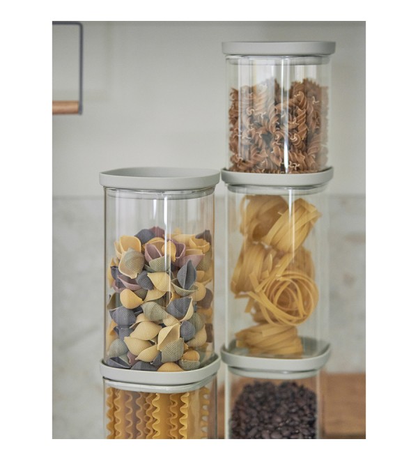 Банка для хранения квадратная vacuum glass, 1,5 л, светло-серая