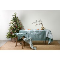 Скатерть из хлопка зеленого цвета с рисунком Ледяные узоры из коллекции new year essential, 180х180см
