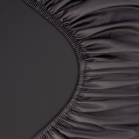 Простыня на резинке из премиального сатина темно-серого цвета из коллекции essential, 180х200х30 см
