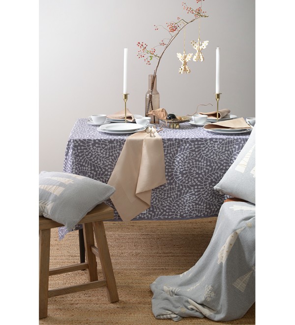 Скатерть из хлопка фиолетово-серого цвета с рисунком Спелая смородина, scandinavian touch, 180х260см