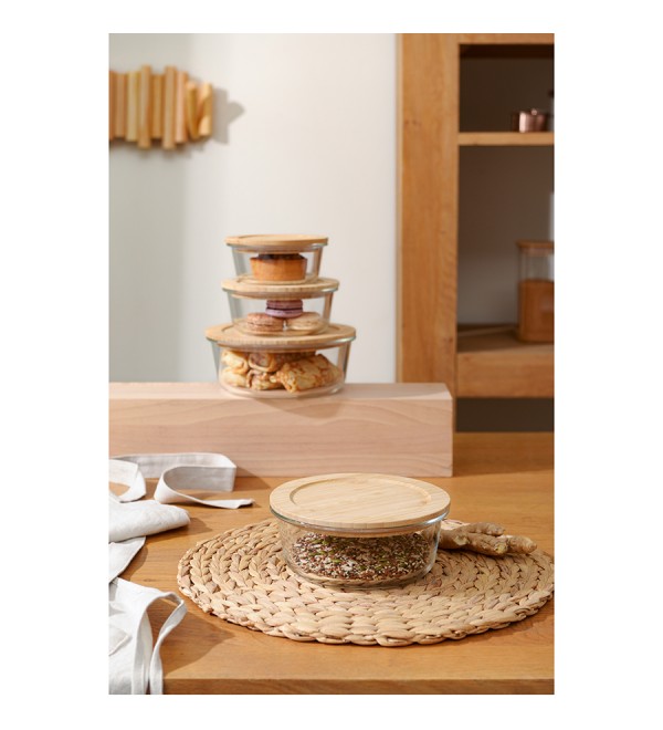 Контейнер для запекания и хранения eco store с крышкой из бамбука, 950 мл