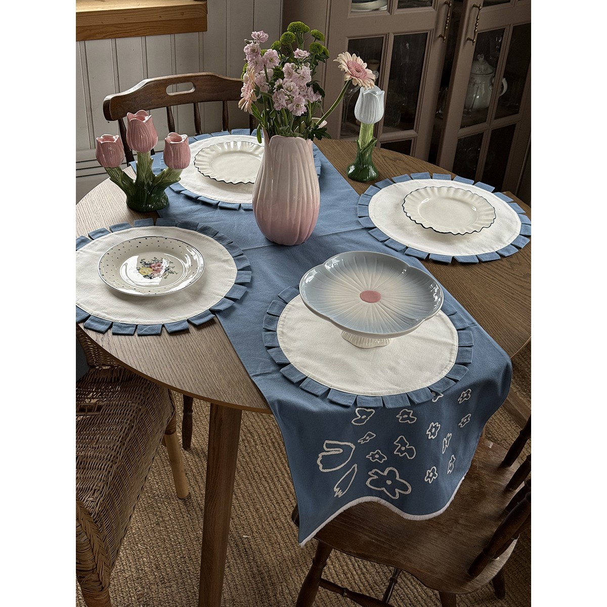 Дорожка на стол Незабудки из коллекции ethnic, 45х150 см