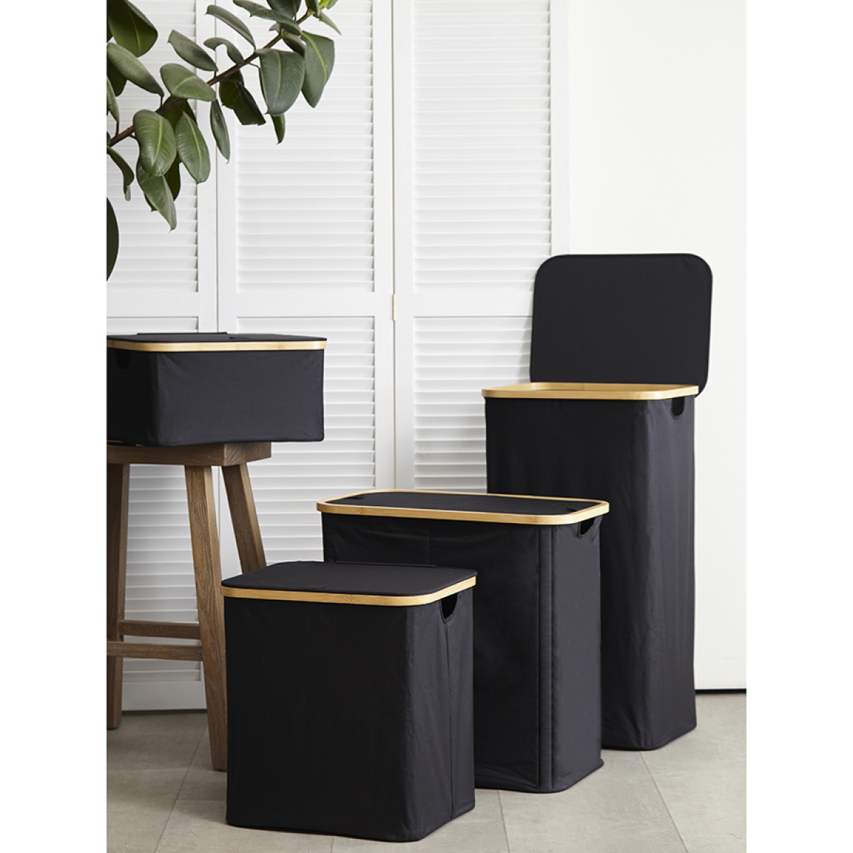Корзина для белья с двумя отделениями neat twin, 53,5х33х53 см, черная