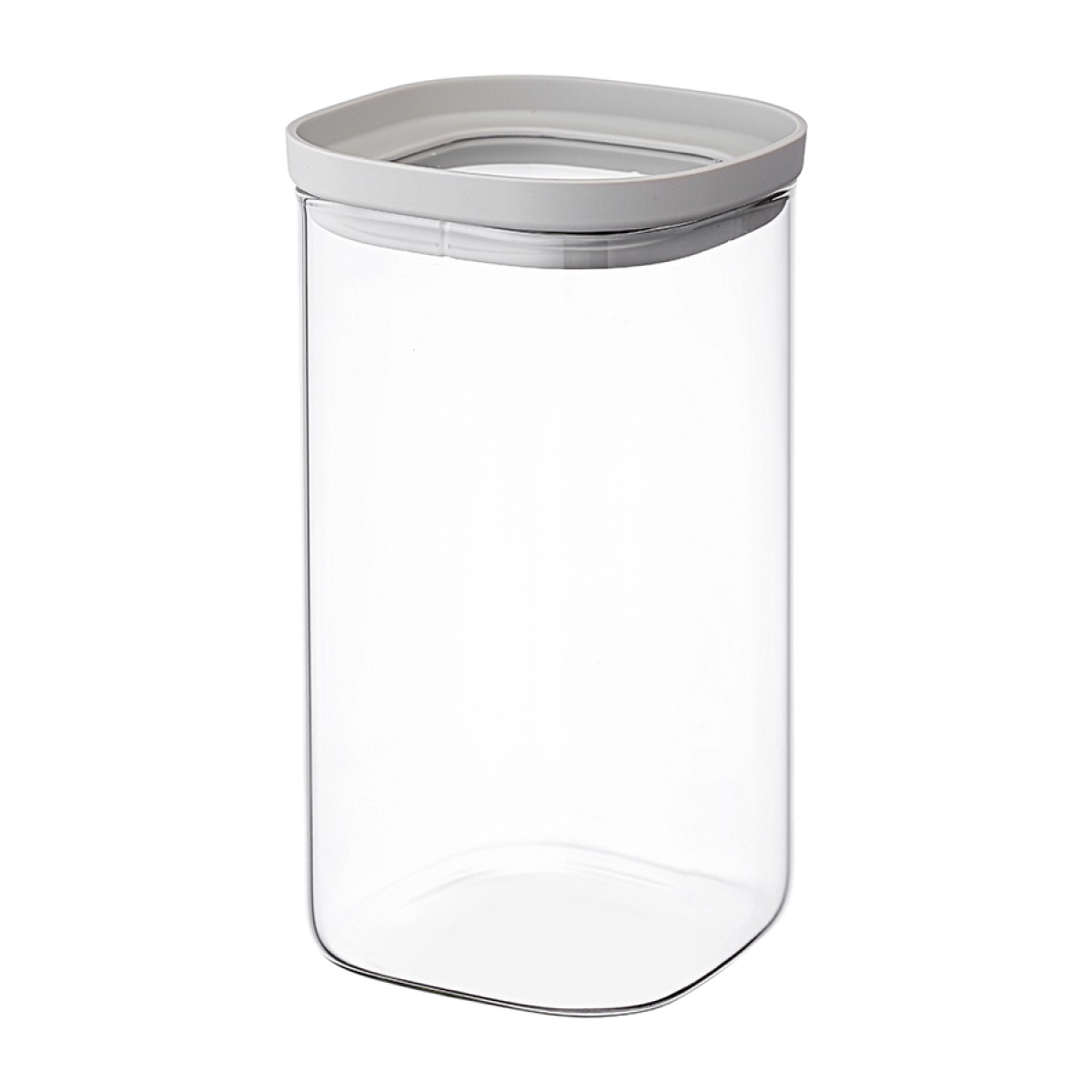 Банка для хранения квадратная vacuum glass, 1,5 л, светло-серая