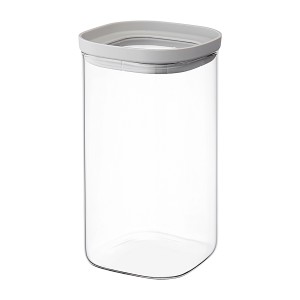 Банка для хранения квадратная vacuum glass, 1,5 л, светло-серая