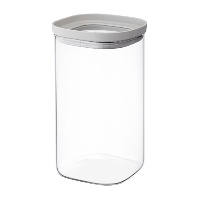 Банка для хранения квадратная vacuum glass, 1,5 л, светло-серая